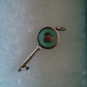 Heart Key Charm with Blue Enamel